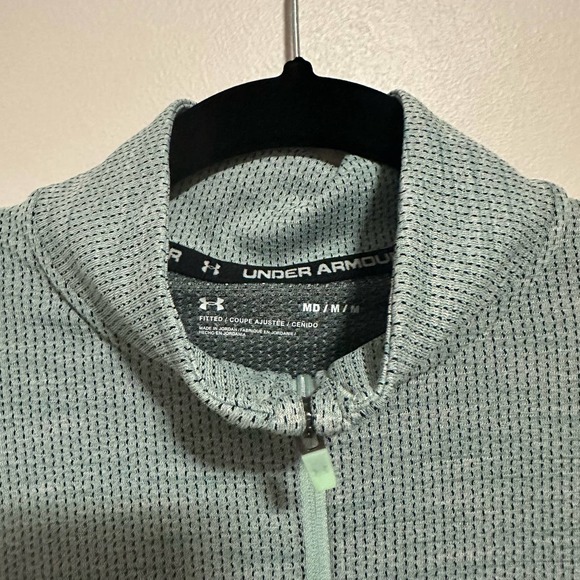 Under Armour Medium Teal Fitted Quarter Zip Long Sleeve‎ Pullover - Picture 3 of 3